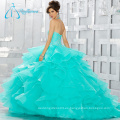 Dos piezas de lentejuelas Beading Ball Gowns Blue Puffy Quinceanera Vestidos